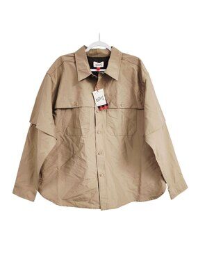 Woolrich Lined Khaki Fishing Shirt With Pockets Mesh Back Large New Mens Outdoor
